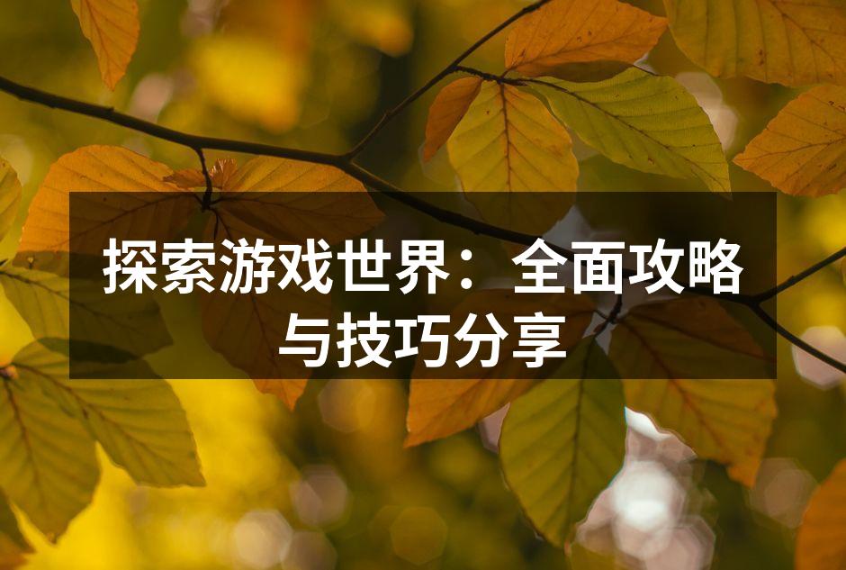 探索游戏世界：全面攻略与技巧分享